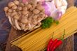 Italian pasta and mushroom sauce ingredients