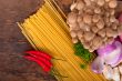 Italian pasta and mushroom sauce ingredients