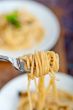 Italian pasta and mushroom sauce 