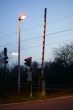 Railroad crossing at night