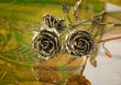 The shiny metal forged roses, handmade