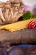 Italian pasta and mushroom sauce ingredients