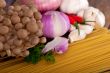 Italian pasta and mushroom sauce ingredients