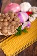 Italian pasta and mushroom sauce ingredients