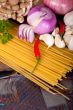 Italian pasta and mushroom sauce ingredients