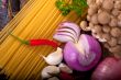 Italian pasta and mushroom sauce ingredients