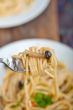 Italian pasta and mushroom sauce 