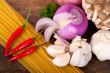 Italian pasta and mushroom sauce ingredients