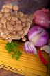 Italian pasta and mushroom sauce ingredients
