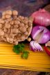 Italian pasta and mushroom sauce ingredients
