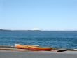 Two colorful fishermen`s boats in Puerto Montt