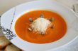 Pumkin cream soup with parmesan cheese