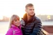 Woman in lovely mittens and her boyfriend