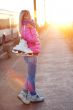 Figure skater girl on the bridge