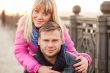 Woman is hugging her boyfriend in winter