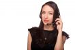 Call center support woman with headset