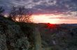 Sunrise at canyon and dramatic sky