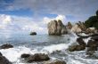 Stormy sea at sunrise in the bay Chekhov