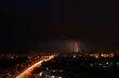 Thunderstorm with lightning in the city