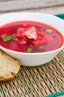 A plate of Russian red soup - borsch