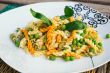 Italian pasta with ricotta cheese,olive oil, and fresh green pea