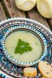 Fennel cream soup in the traditional tunisian plate