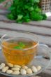 Traditional tunisian green tea with peppermint and nuts