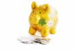 Golden piggibank with coins