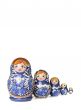 Blue Russian traditional wooden doll in line