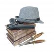 Murder Mystery Books Gun Knives Hat
