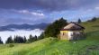 evening mountain plateau landscape (Carpathian, Ukraine) 