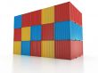 metal freight shipping containers wall on white background
