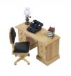 Typewriter with lamp and books on desk