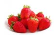 Three fresh strawberries isolated on white background. 