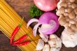 Italian pasta and mushroom sauce ingredients