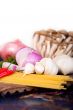 Italian pasta and mushroom sauce ingredients
