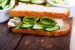 fresh vegetarian sandwich with garlic cheese dip salad