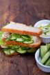 fresh vegetarian sandwich with garlic cheese dip salad