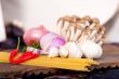 Italian pasta and mushroom sauce ingredients