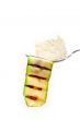 grilled zucchini courgette with cracker on a fork