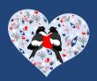Holiday card with bullfinches in love