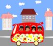 Happy African children go to school bus 