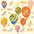 Original colorful background with balloons, clouds