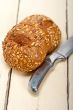 organic bread over rustic table
