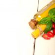 Italian spaghetti pasta tomato and basil