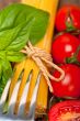 Italian spaghetti pasta tomato and basil