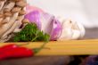 Italian pasta and mushroom sauce ingredients