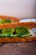 fresh vegetarian sandwich with garlic cheese dip salad