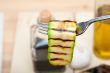 grilled zucchini courgette on a fork