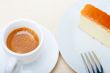 italian espresso coffee and cheese cake